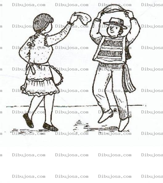 Dibujo para colorear Baile Del Dia De La Independencia De Chile Para Pintar Y Colorear El Famoso Baile De Cueca Chileno