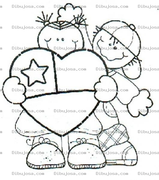 Dibujo para colorear Ninos Chilenos Para Pintar Y Colorear Chiquillos Abrazando Un Corazon Con La Bandera De Chile