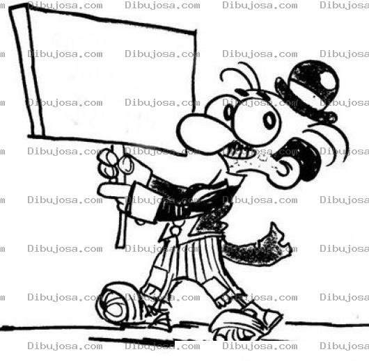 Dibujo para colorear Dibujo De Payaso Con Un Cartel En Blanco Para Pintar Y Colorear