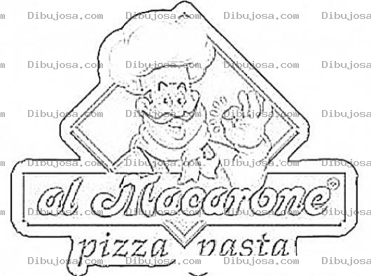 Dibujo para colorear Dibujo De Pizza Al Macarone Para Pintar Y Colorear