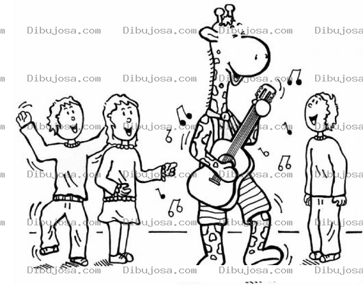 Dibujo para colorear Dibujo De Jirafa Tocando Jirafa Con Ninos Para Pintar Y Colorear
