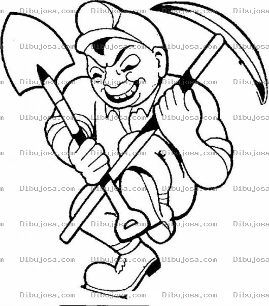 Dibujo para colorear Dibujo De Minero Malvado Para Pintar Y Colorear