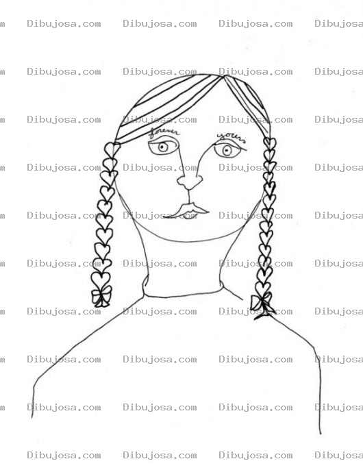 Dibujo para colorear Mujer Con Dos Trenzas Para Pintar Y Colorear