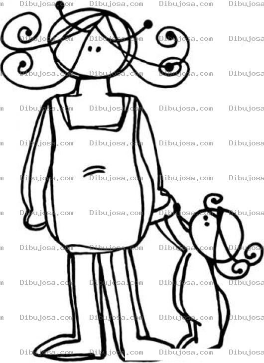 Dibujo para colorear Dibujo De Mama Embarazada Con Su Hija A La Par Para Pintar Y Colorear