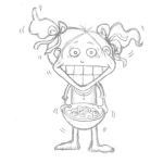 Dibujo para colorear Dibujo De Nina Con Plato De Cereal De Fruit Loops De Kelleogs Para Pintar Y Colorear Chiquilla Con Su Desayuno