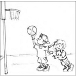 Dibujo para colorear Dibujo De 2 Ninos Jugando Baloncesto Para Pintar Y Colorear Chiquillos Jugando Basketball