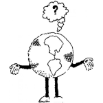 Dibujo para colorear El Mundo Esta Confundido Dibujo Del Planeta Tierra Dudando Acerca De Su Futuro Para Pintar Y Colorear Mundo Dudoso