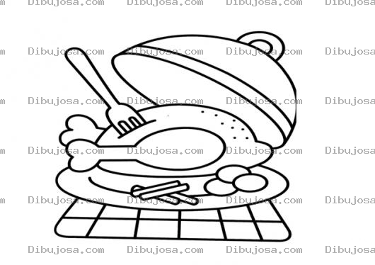 Dibujo para colorear Dibujo De Un Plato Con Un Pollo Entero Para Pintar Y Colorear Pollo Rostizado Enterito