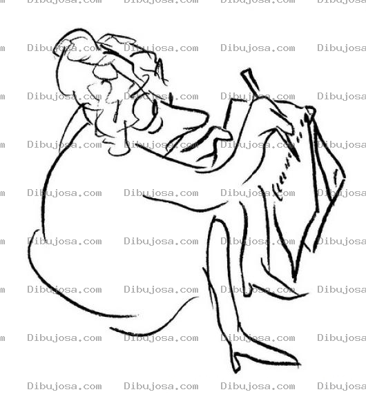 Dibujo para colorear Dibujo De Mujer Sentada Tomando Notas Para Pintar Y Colorear Abuelita Con Su Diario