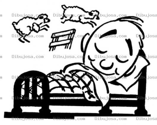 Dibujo para colorear Dibujo De Nino Durmiendo Y Contando Ovejitas Para Pintar Y Colorear