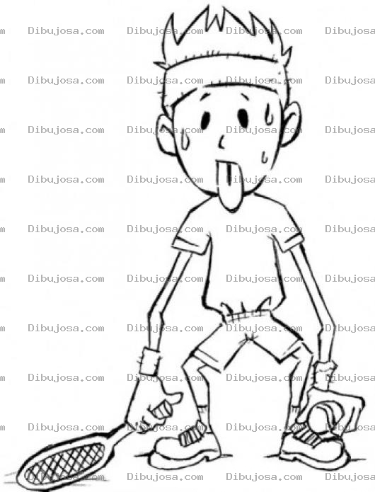 Dibujo para colorear Dibujo De Tenista Cansado Y Sudando Para Pintar Y Colorear