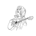 Dibujo para colorear Dibujo De Mujer Cantando Con Una Guitarra Para Pintar Y Colorear