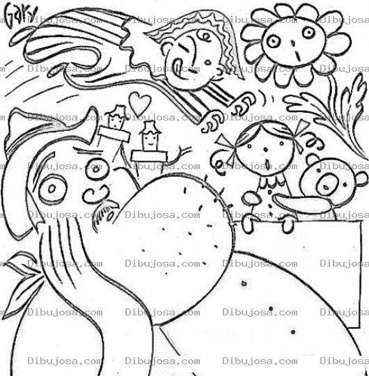 Dibujo para colorear Dibujo De Hombre Con Paperas Para Pintar Y Colorear Mandibulon