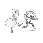 Dibujo para colorear Dibujo De Nino Huyendo Del Beso De Una Nina Para Pintar Y Colorear Nino Que No Le Gustan Las Ninas