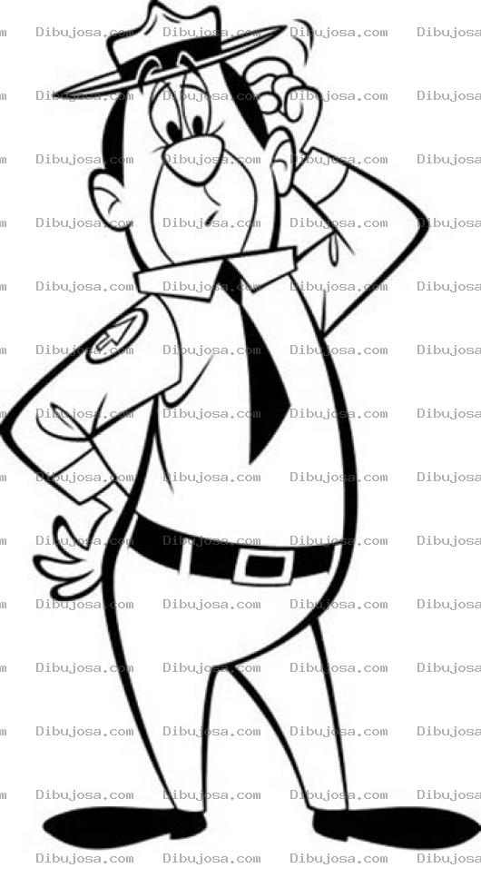 Dibujo para colorear Dibujo Del Policia Guardabosques Del Oso Yogui Para Pintar Y Colorear Al Oficial Del Oso Yogi Bear