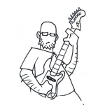 Dibujo para colorear Dibujo De Hombre Barbudo Con Guitarra Electrica Para Pintar Y Colorear