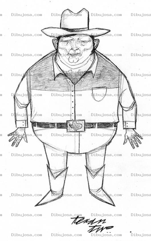 Dibujo para colorear Dibujo De Vaquero Gordo Para Pintar Y Colorear