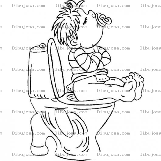 Dibujo para colorear Dibujo De Bebe En El Bano Haciendo Popo Para Pintar Y Colorear Nene Haciendo Pupu Cagando En El Inodoro