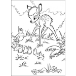 Dibujo para colorear Bambi y las codornices