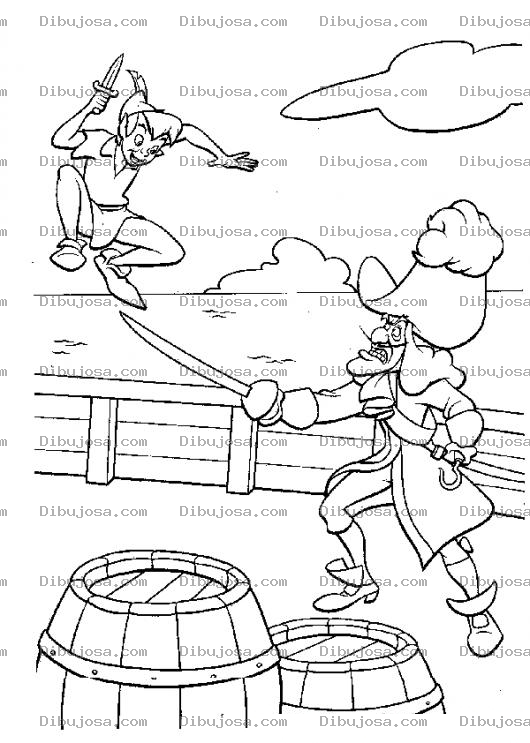 Dibujo para colorear Dibujo De Peterpan Peleadno En Un Barco Contra Un Pirata Para Pintar Y Colorear