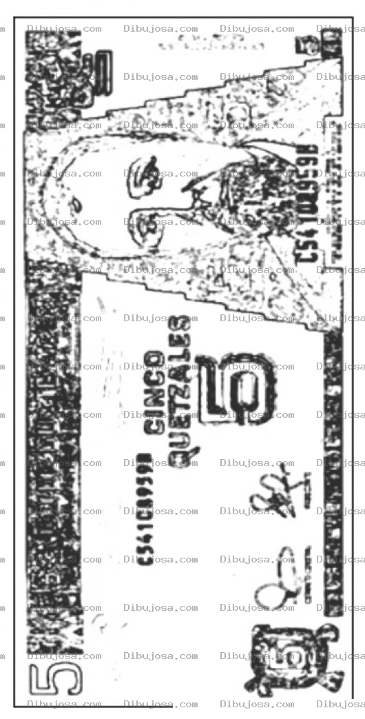 Dibujo para colorear Colorear billete de 5 quetzales