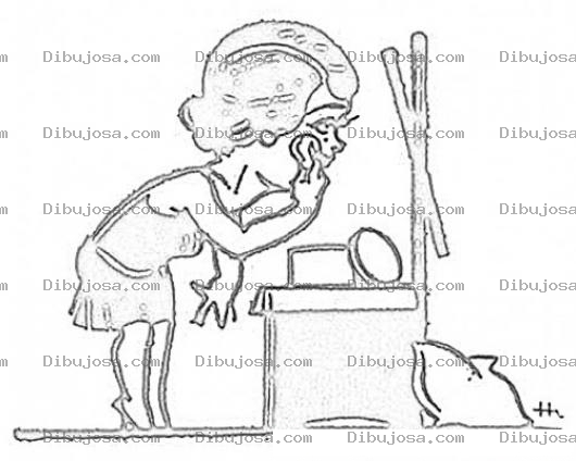 Dibujo para colorear Dibujo De Mujer Maquillandose Para Pintar Y Colorear