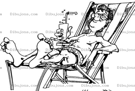 Dibujo para colorear Dibujo De Hombre Descansando En Una Silla De Playa Para Pintar Y Colorear