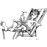 Dibujo para colorear Dibujo De Hombre Descansando En Una Silla De Playa Para Pintar Y Colorear