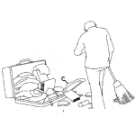 Dibujo para colorear Dibujo De Haciendo Maletas Barriendo Su Basura Dentro De Su Maleta Para Pintar Y Colorear