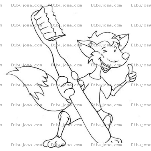 Dibujo para colorear Dibujo De Zorrito Con Cepillo Dental Para Pintar Y Colorear Zorro Cn Cepillo De Dientes Gigante