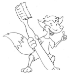 Dibujo para colorear Dibujo De Zorrito Con Cepillo Dental Para Pintar Y Colorear Zorro Cn Cepillo De Dientes Gigante