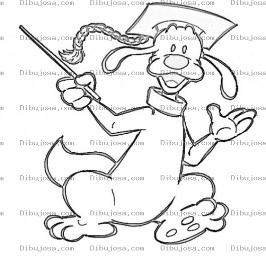 Dibujo para colorear Dibujo De Perro Graduado Para Pintar Y Colorear Perro Universitario