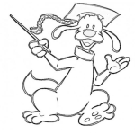 Dibujo para colorear Dibujo De Perro Graduado Para Pintar Y Colorear Perro Universitario