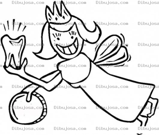 Dibujo para colorear Dibujo Del Hada Madrina De Los Dientes Con Una Moneda Para Pintar Y Colorear