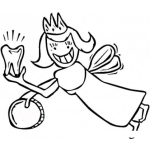 Dibujo para colorear Dibujo Del Hada Madrina De Los Dientes Con Una Moneda Para Pintar Y Colorear