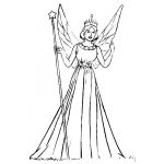 Dibujo para colorear Dibujo De Hada Madrina Con Varita Magica Para Pintar Y Colorear