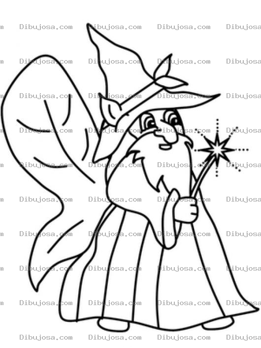 Dibujo para colorear Dibujo De Mago Con Alas Para Pintar Y Colorear