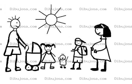 Dibujo para colorear 5 Hijos Dibujo De Familia De 4 Hijos Y 1 Por Venir Para Pintar Y Colorear Papa Con El Pelo Parado De Tanto Hijo Que Mantener