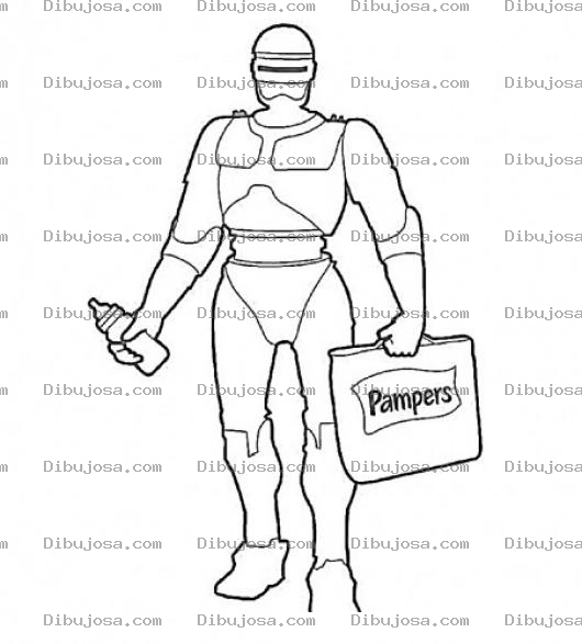 Dibujo para colorear Panales De Bebe Dibujo De Robocop Con Panales De Bebe Y Pacha Biberon Para Pintar Y Colorear