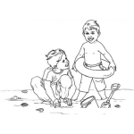 Dibujo para colorear Dibujo De Ninos Jugando En La Playa Para Pintar Y Colorear