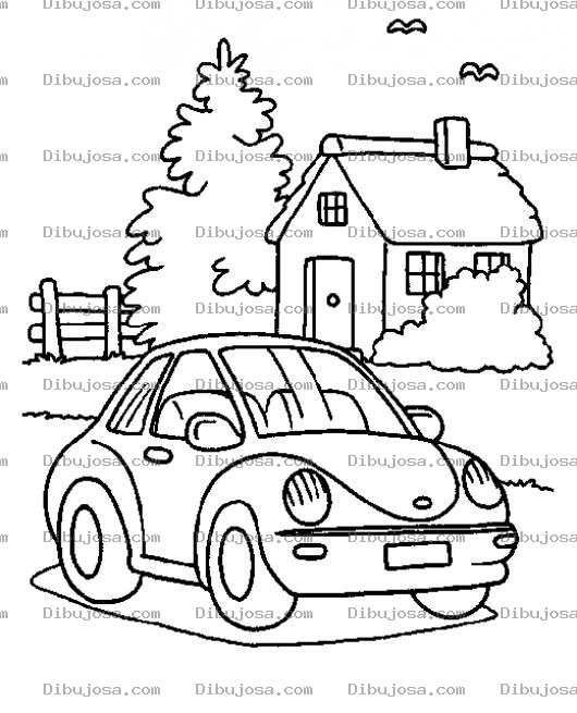 Dibujo para colorear Dibujo De Carro Y Casa Para Pintar Y Colorear