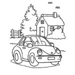 Dibujo para colorear Dibujo De Carro Y Casa Para Pintar Y Colorear