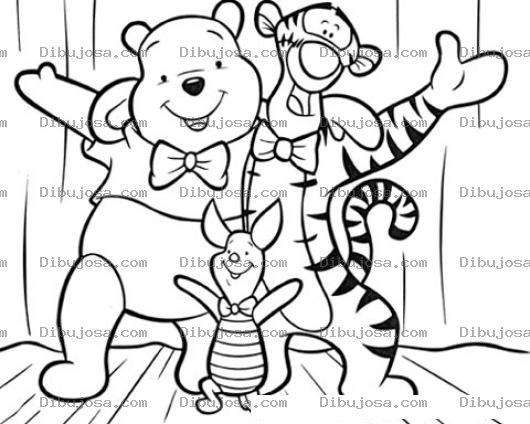 Dibujo para colorear Dibujo De Wuini Pu Con Tiger Y Piglet Para Pintar Y Colorear
