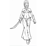Dibujo para colorear Dibujo De Mujer Guerrera Con Espada Para Pintar Y Colorear