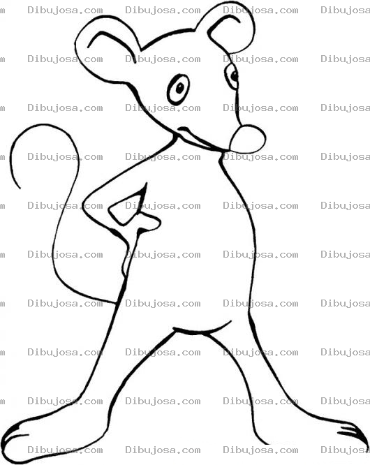 Dibujo para colorear Dibujo De Raton Parado Con Las Piernas Abiertas Para Pintar Y Colorear