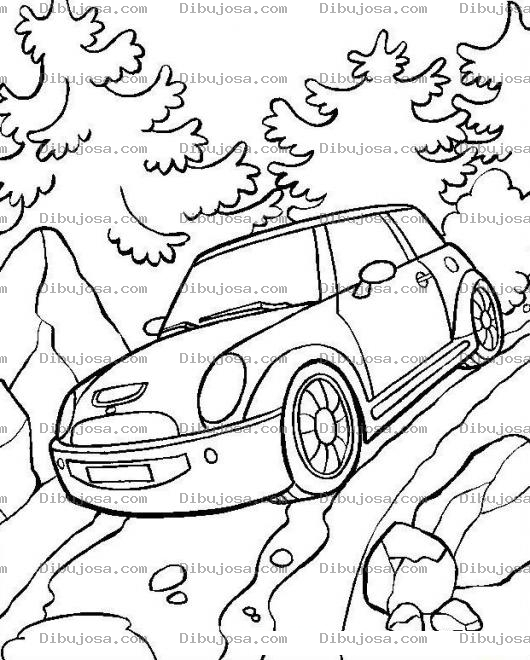 Dibujo para colorear Mini Cooper 4x4 Dibujo De Minicooper Todo Terreno Bajando En Un Camino De Tierra Para Pintar Y Colorear Minicuper