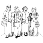 Dibujo para colorear Mujeres De La Tercera Edad Dibujo De Viejitas De Compras Hacia El Mercado Para Pintar Y Colorear