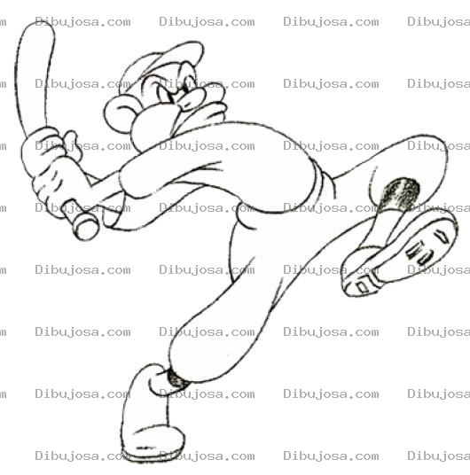 Dibujo para colorear Dibujo De Mono Enojado Con Bate De Beisbol Para Pintar Y Colorear Pelotero De Base Ball