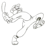 Dibujo para colorear Dibujo De Mono Enojado Con Bate De Beisbol Para Pintar Y Colorear Pelotero De Base Ball