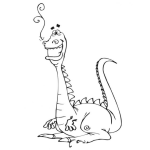 Dibujo para colorear Dientes Blancos Dibujo De Dragon Sonriente Mostrando Su Brillante Reluciente Y Blanca Dentadura Para Pintar Y Colorear